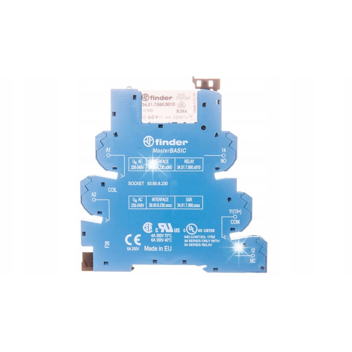 Modul de interfata 1P 6A 220-240V AC, dimensiuni 6,2x87x90,7mm, set