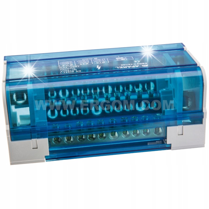 Bloc de distributie, 4-torowy 125A EBR2 4-11/125, 1x10-35mm2, 3x10-25mm2, 11 conexiuni, 85x140x50mm