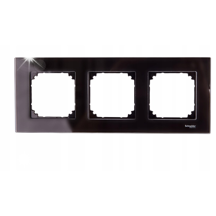 Rama tripla Merten M-Elegance, sticla onyks, 3 unitati, IP20