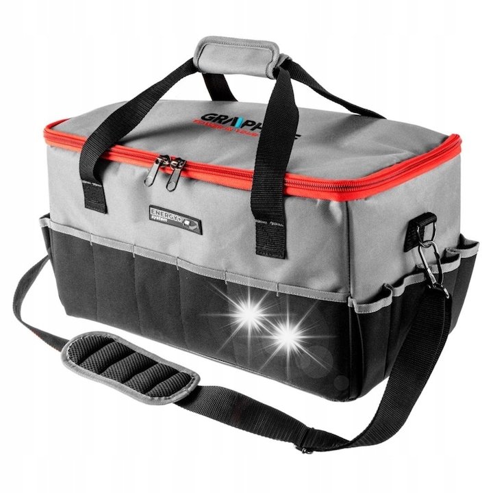 Torba pentru unelte, Energy+, 24l, 14 buzunare externe, 7 buzunare interne, impermeabila, dimensiuni confortabile