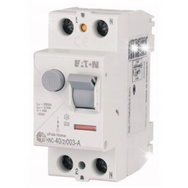 Dispozitiv de protectie EATON, intrerupator diferential 40A 2P 30mA, IP20, 45mm