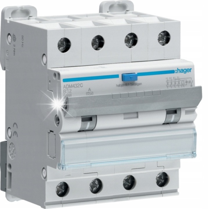 Dispozitiv de protectie electrica 4P B 32A 30mA Tip A RCBO Hager