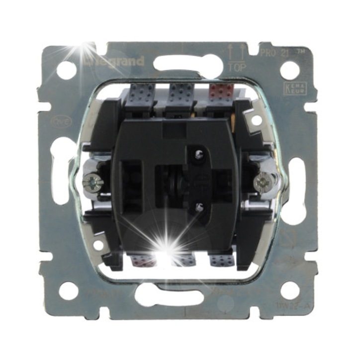 Keresztkapcsoló SISTENA LIFE, 1 dupla, 250V, vékony szerelés, műanyag