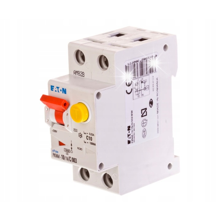 Dispozitiv de protectie diferentiala 2P 10A C 0,03A tip AC Eaton PKNM 10/1N/C/003-MW