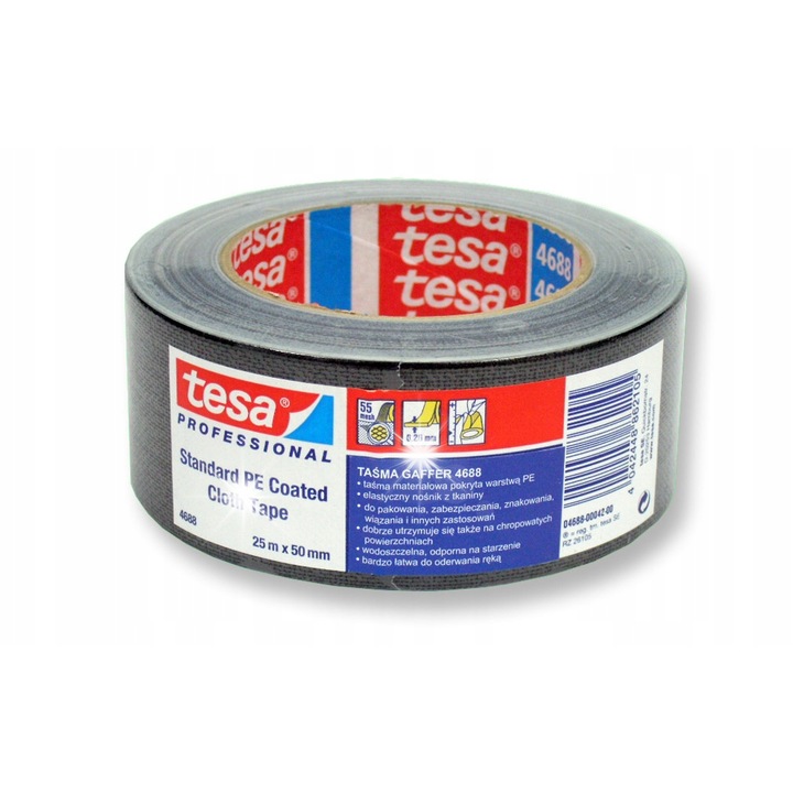 Banda adeziva Tesa GAFFER 25m x 50mm, neagra, set de 5 bucati