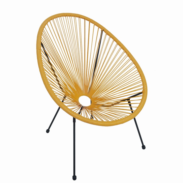 Scaun terasa MESTERINO JFC038-O 72x74x86 cm, structura din otel, sezut din ratan, culoare portocalie