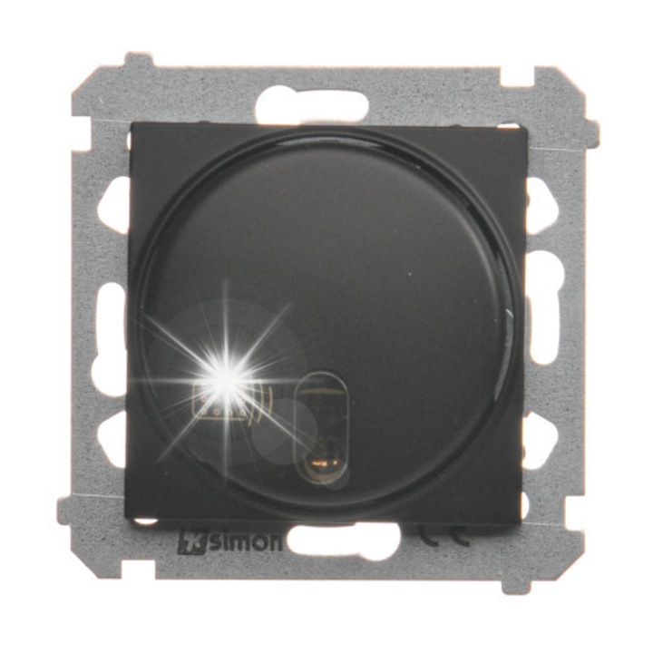 Távvezérlésű kapcsoló, Simon 54, 8A, 230V, matt fekete, méretek 75x75x46,5mm