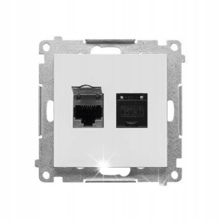 Priza de calculator, 2xRJ45 cat.6, mat, gri deschis, montaj subtire, T62E.01/114