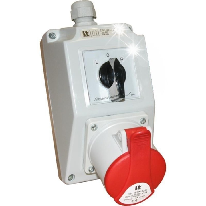 Comutator cu priza 16A 5P, IP44/IP67, 230/400V