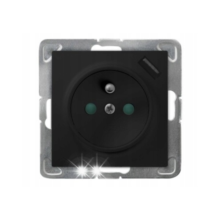 Gniazdo cu USB Impresja, negru metalic, dimensiuni 1809722