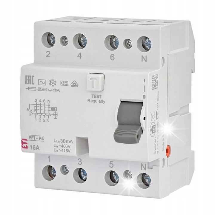 Dispozitiv de protectie diferentiala 4P 16A 0,03A ETI-POLAM, 002061610