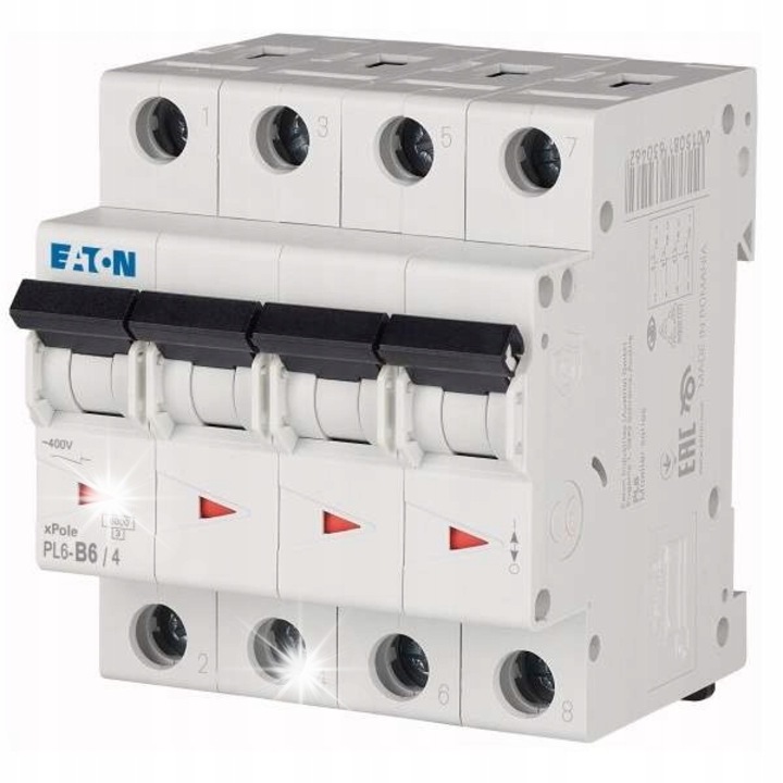 Siguranta electrica 4P B 6A 6kA AC PL6-B6/4, 4 module, 69.5mm