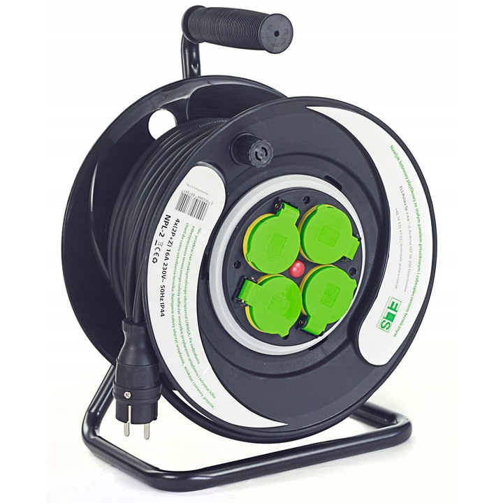 Prelungitor 20m 4 guri IP44 ELS POLSKA, cablu H05RR-F 3x1,5mm, plastic