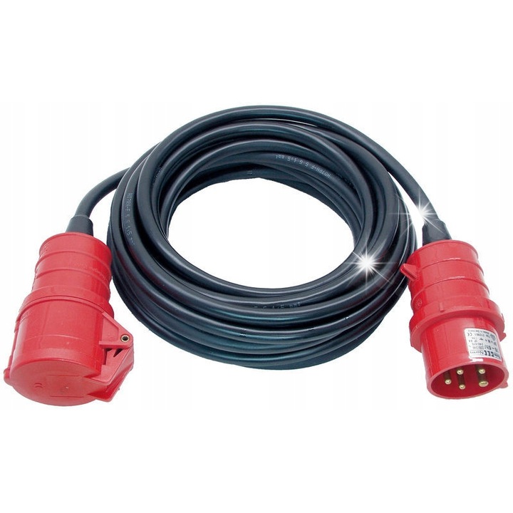 Prelungitor 25m, IP44, 400V/16A, 1 priza, negru