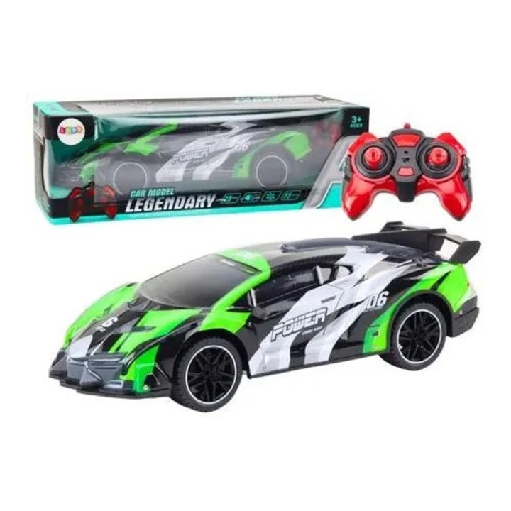 Masinuta sportiva RC 1:10, leantoys, 25km/h, verde, 42x17x12cm