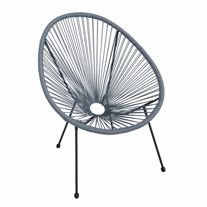 Scaun terasa MESTERINO JFC038-DG, structura otel, sezut ratan sintetic, culoare gri, 72x74x86 cm