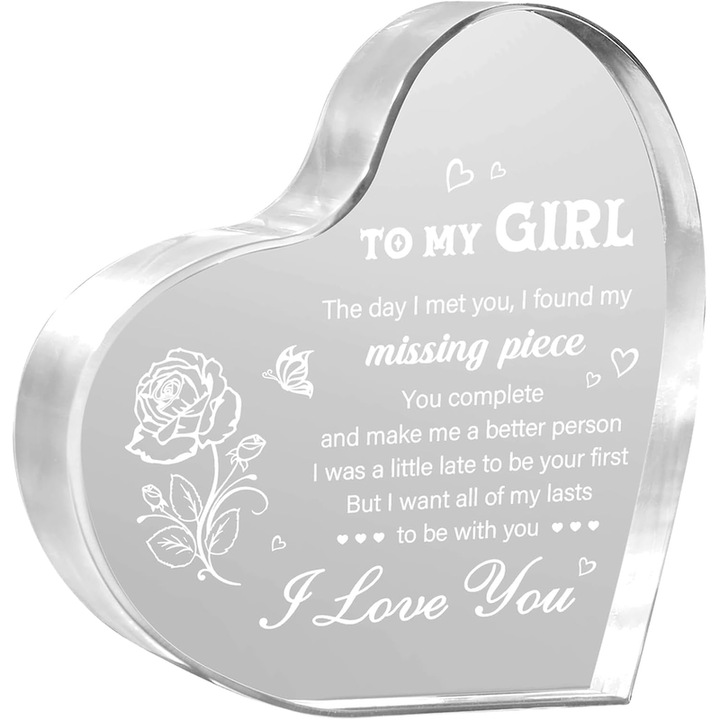 Decoratiune acrilica in forma de inima, Ronyes, 10x10cm, transparenta