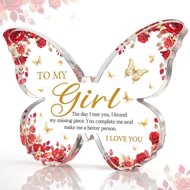 Fluture decor acrilic, Ronyes, 10x10 cm, transparent, Valentine's Day