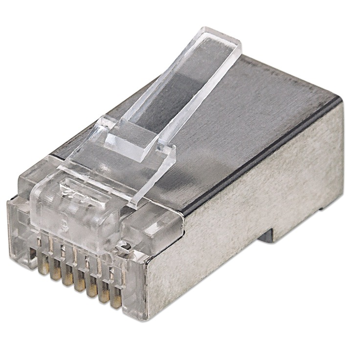 Conector modular RJ45 Cat5e 3 pini Intellinet, 100 bucati, pentru cabluri 22-26 AWG