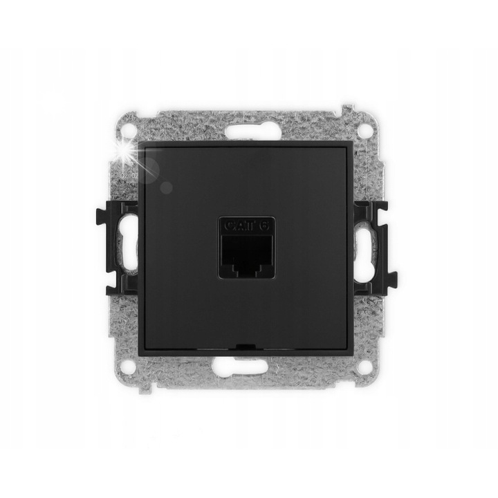 Компютърен контакт 1xRJ45, матово черен, тънък монтаж, серия ICON