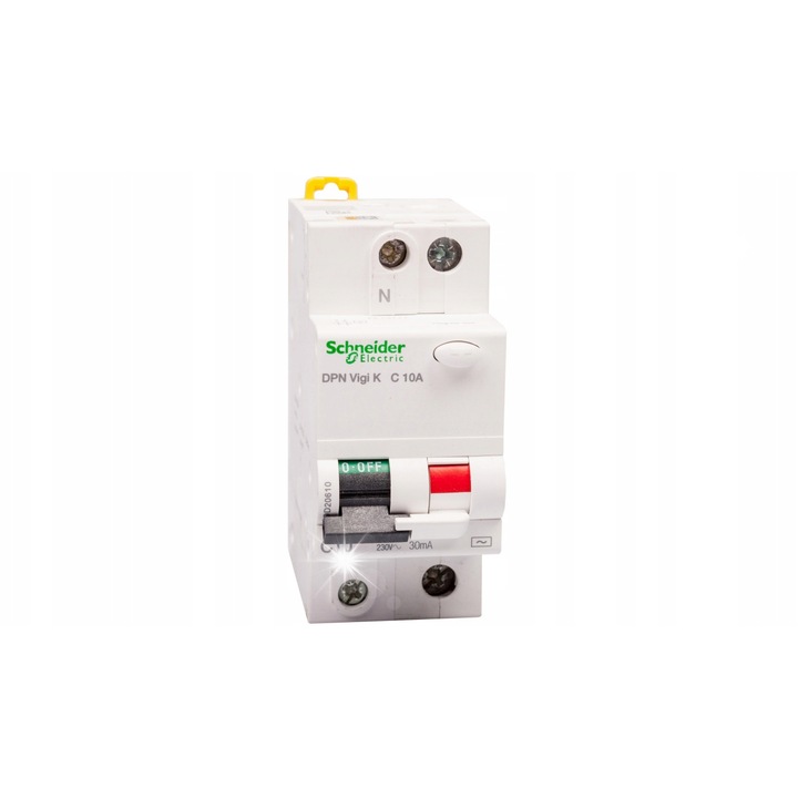 Dispozitiv de protectie diferentiala Schneider Electric Acti9, 2P, 10A, 30mA, 230V, 4 module, montaj pe sina DIN