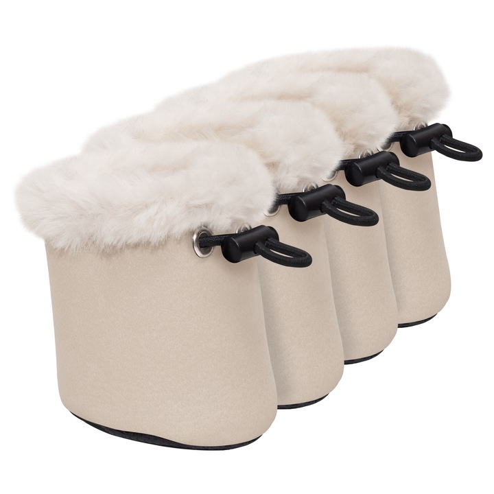 Ghete pentru câini, Petto Yuki, ecru, mărimea XXS, cu interior căptușit, talpă antiderapantă