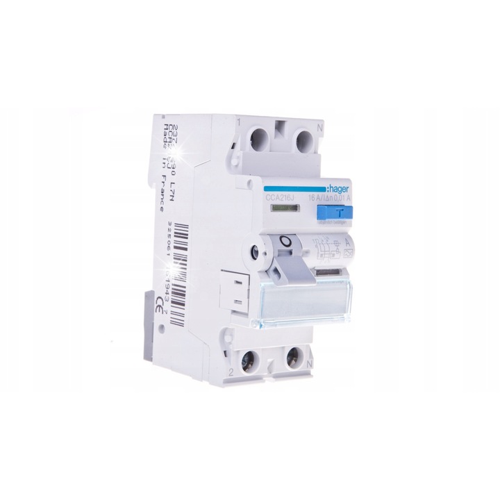Dispozitiv de protectie diferentiala 2P 16A 0,01A tip A CCA216J, montaj pe sina DIN