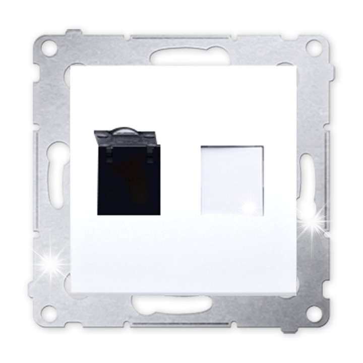 Gniazdo RJ45 modulare Simon 54, 10 Gigabit Ethernet, alb, 75x75x37mm