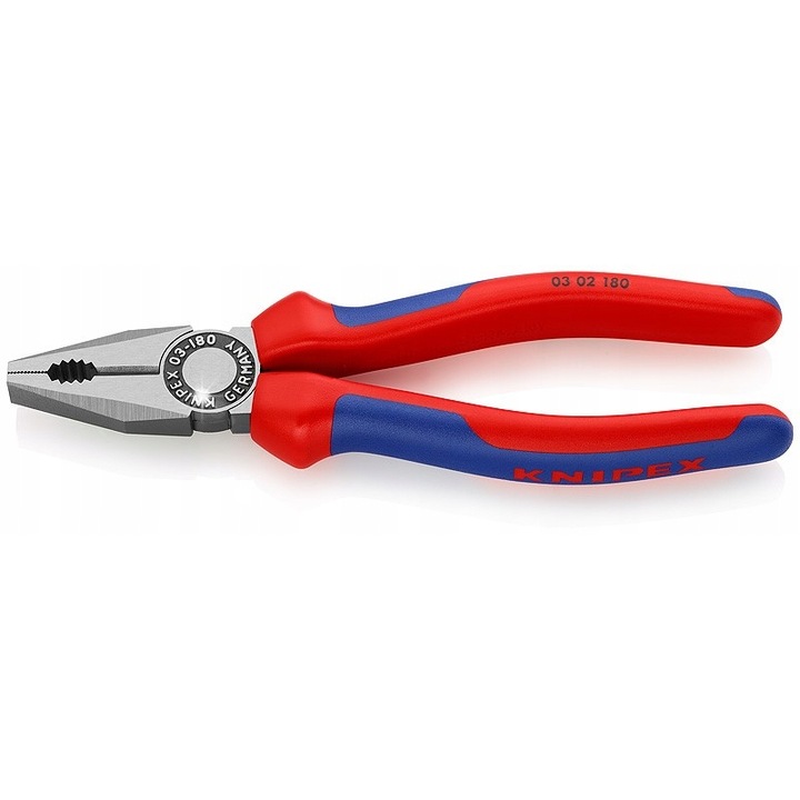 Cleste universal Knipex 180mm, cu taisuri pentru cabluri groase, dimensiuni 180x54x21mm, negru