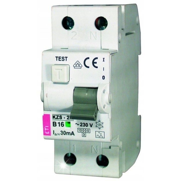 Dispozitiv de protectie diferentiala 2P 16A B 0,03A tip A KZS-2M, 240V, 1+N
