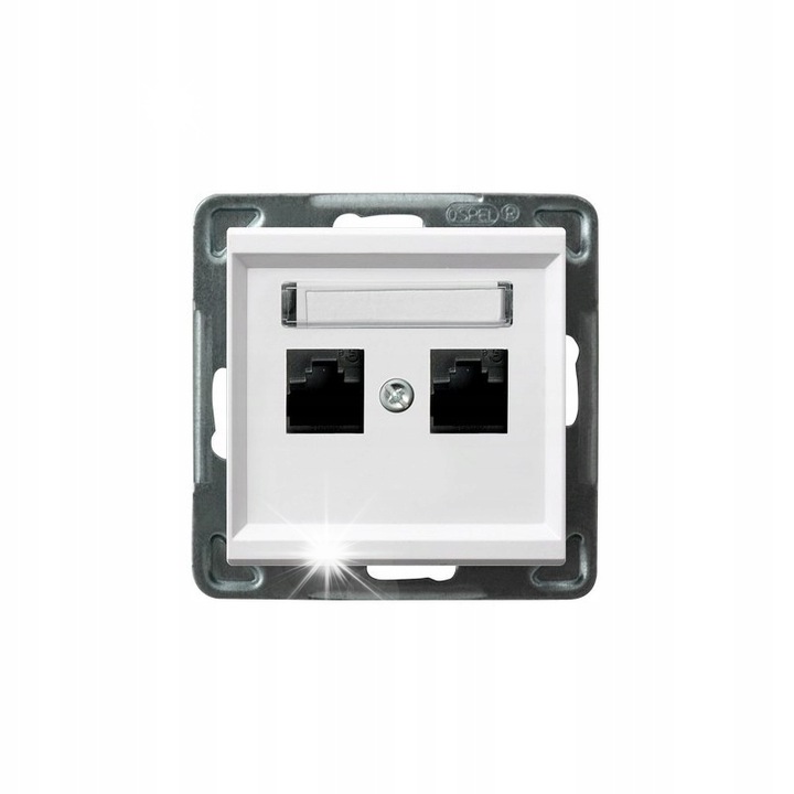 Priza dubla 2xRJ45 cat.5e, alba, montaj subtire