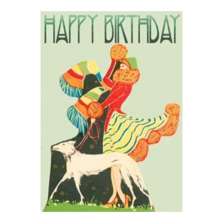 Felicitare cu brokat, Madame Treacle, set cu envelopa, 125x175mm, multicolor