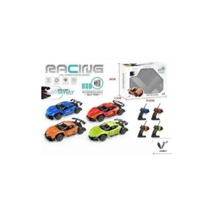 Masinuta R/C High Speed MADEJ, efect fum, USB, 22x11x6,4cm, mix