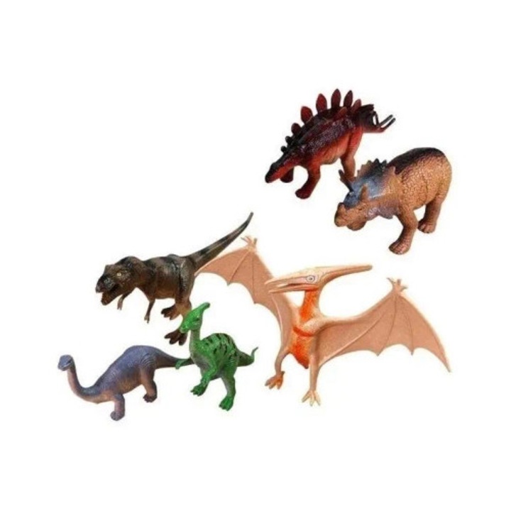 Dinoszaurusz figurák, MADEJ, 6 darabos készlet, realisztikus részletek, többszínű