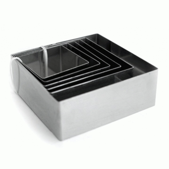 Set 6 forme inox patrate copt prajituri RAKI 6cm 7cm 8cm 9cm 10cm 12cm