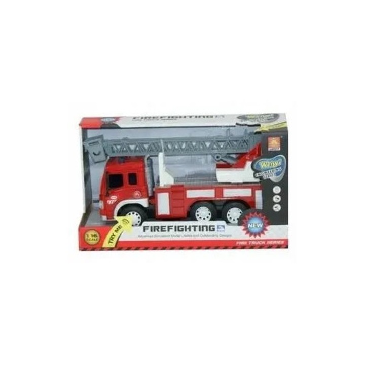 Masinuta pompieri MADEJ 30cm, 1:16, cu sunet si lumina, scara 1:16