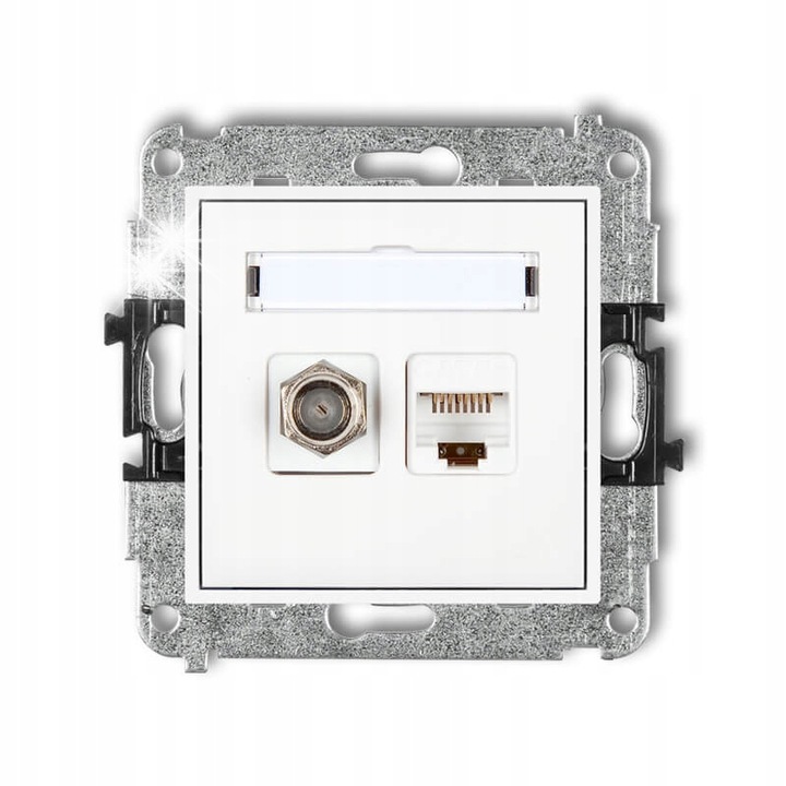 Антенен контакт MINI тип F (SAT) + 1xRJ45, бял мат