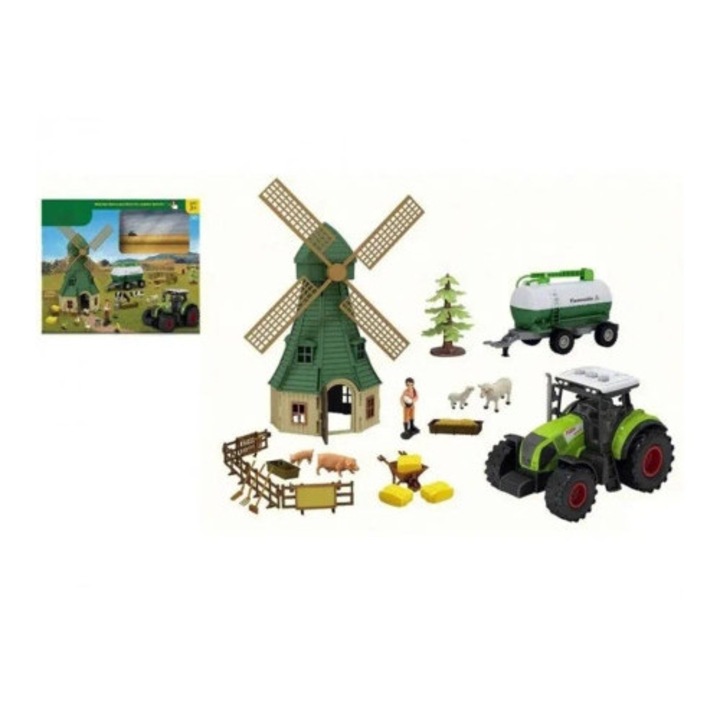 Traktor és figura szett, Farm, 57 elem, 35x10x29cm