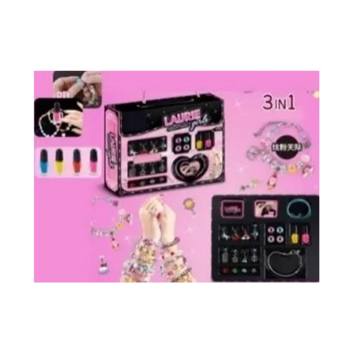 3 az 1-ben szépségszett, MADEJ, karkötők, charmok, körömlakkok, 23,5x5x18,5cm