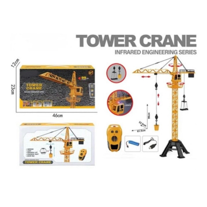 Rádióvezérlésű daru, MADEJ, játék építőipari gépek