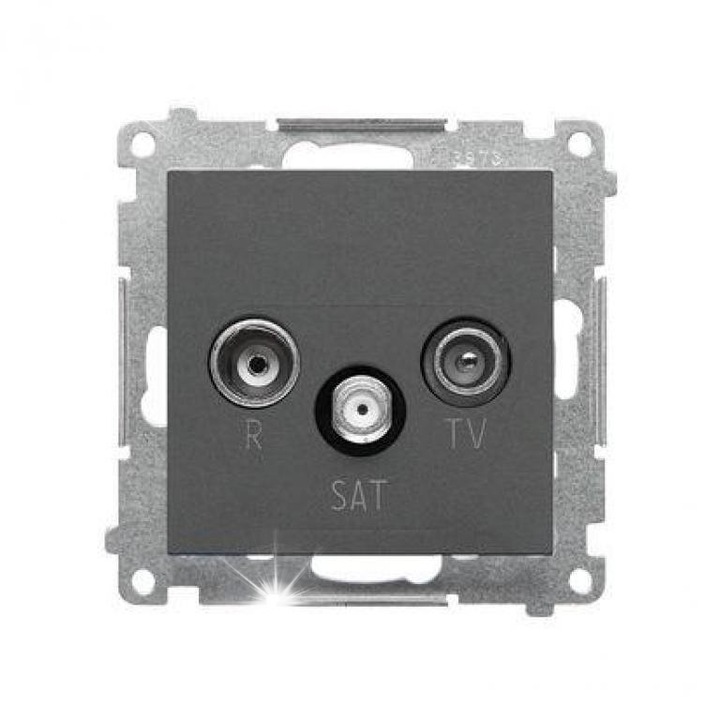 Priza antena, R-TV-SAT Simon 55, 3 guri, mat, aluminiu