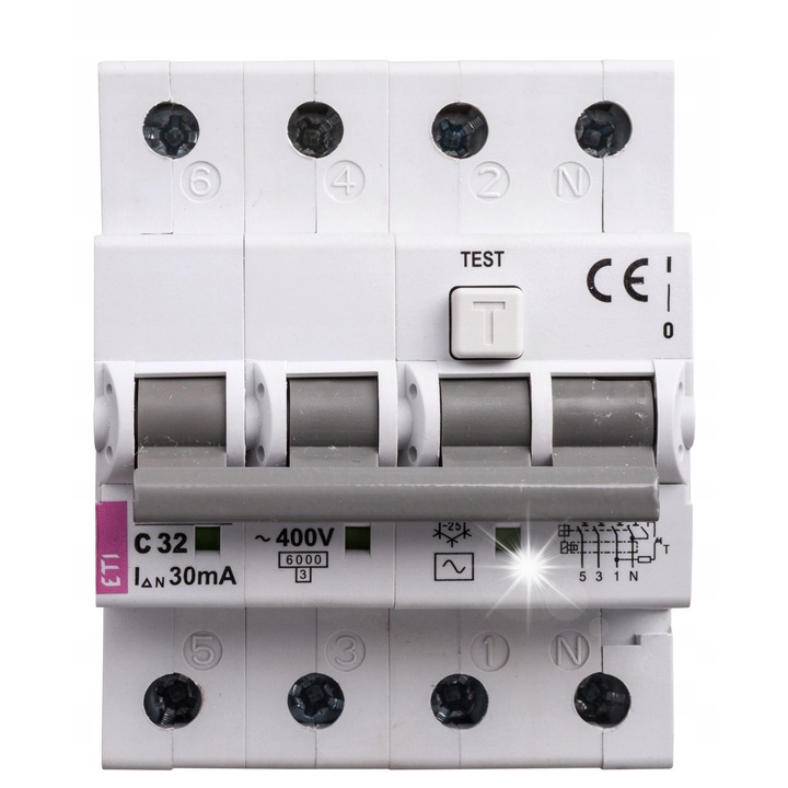 Dispozitiv de protectie diferentiala 4P 32A C 0,03A tip AC KZS-4M 002174027