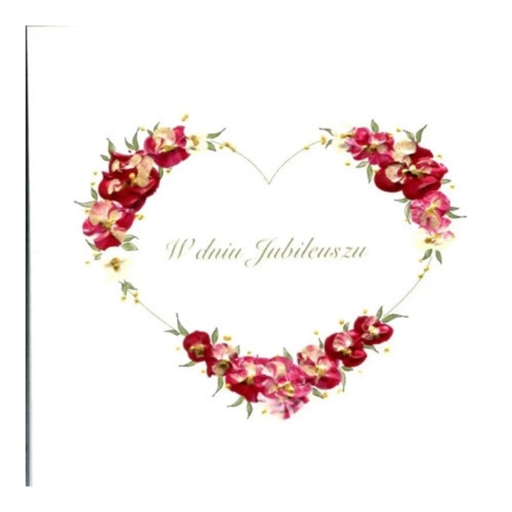 Felicitare MAK Karnet Jubileusz Kwadrat J01 - Serce, alb, 200 g/m2