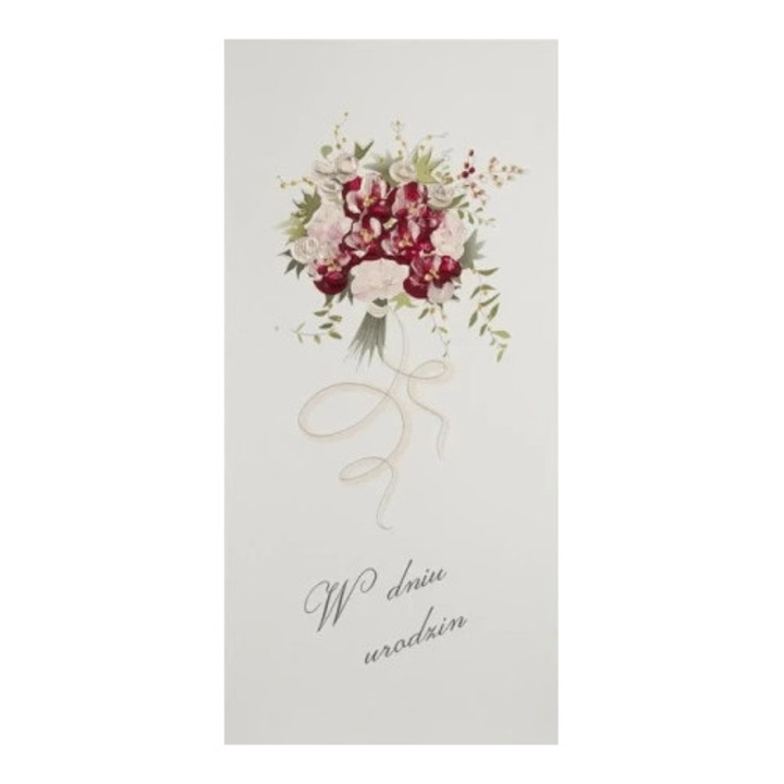 Felicitare, MAK, U08 - Bukiet rosu, 200g/m2, 10x21cm