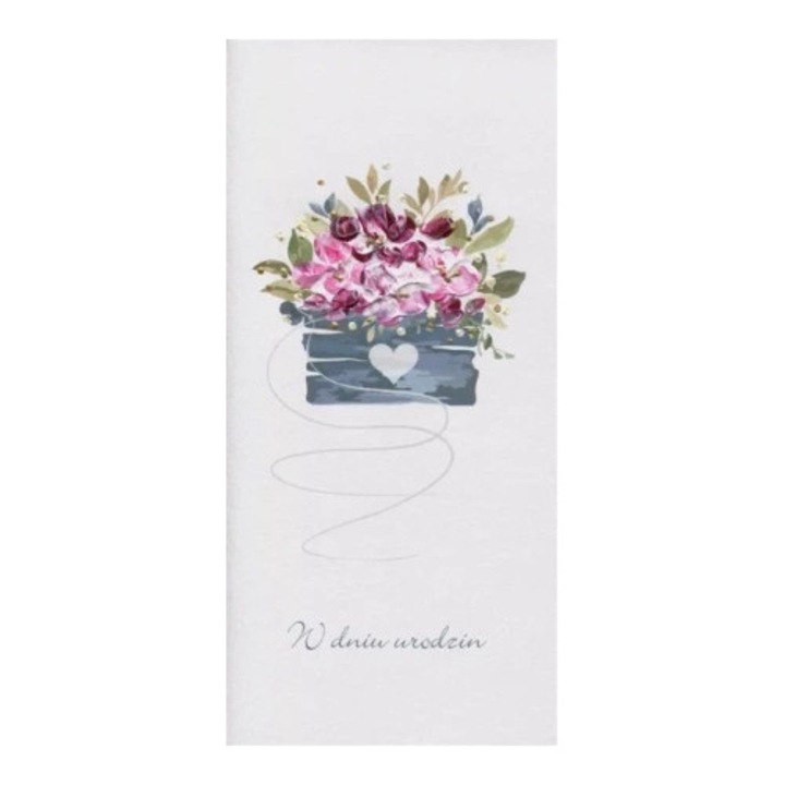 Felicitare Urodziny, MAK, Kwiaty w skrzynce, set cu coperta si incadrare, 200 g/m2
