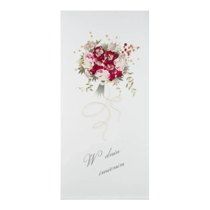 Felicitare MAK, Karnet Imieniny I 08, buchet rosu, 200 g/m2