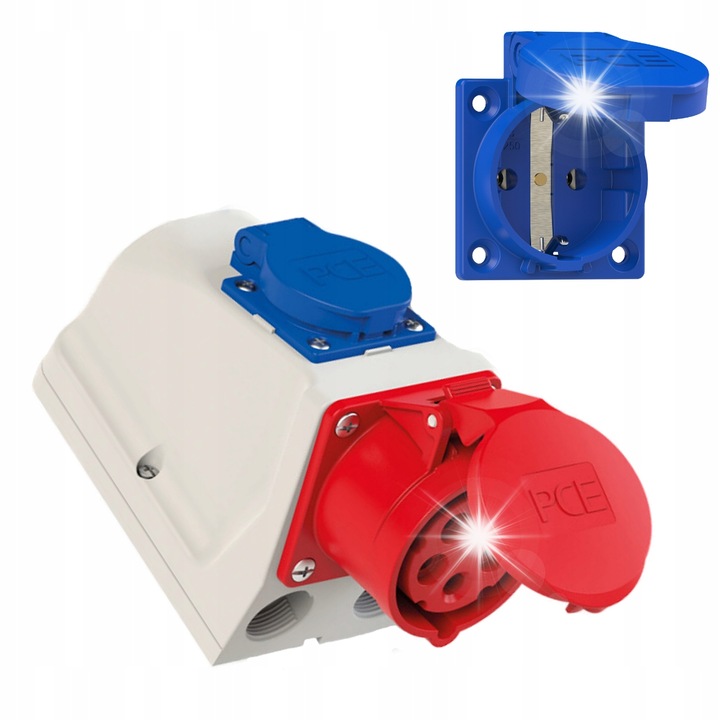 Gniazdo CEE 32A, 5p, IP44, gri, montaj pe perete