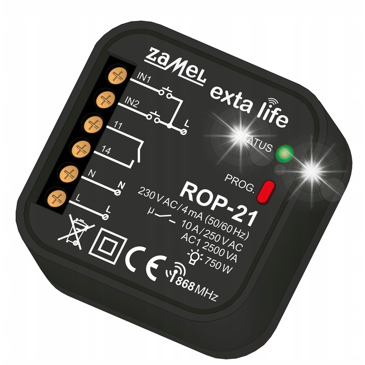 Receptor radio unidirectional 1 canal ROP-21, Zamel, 230V, 47,5x47,5x20mm, comunicare bidirectionala