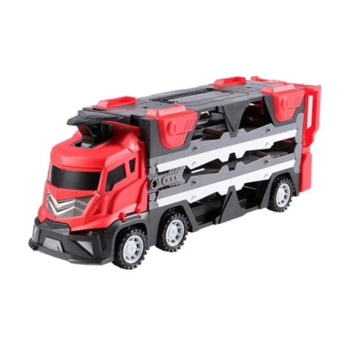 Versenyautó pálya szett teherautóval és 4 kisautóval, MAKSIK