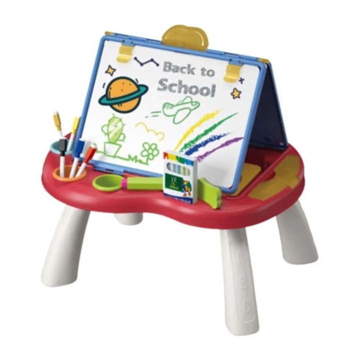 Set masa de pictura 2 in 1, MAKSIK, cu accesorii, multicolor, 50x42x50cm